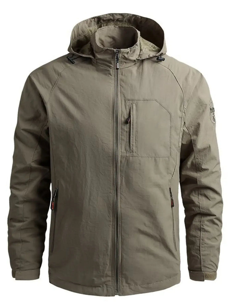 Men’s plus size tactical hooded softshell jacket — durable outdoor coat with weather-resistant design