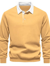 Men’s quarter button collared neck long sleeve polo — stylish casual shirt with soft fabric and classic fit