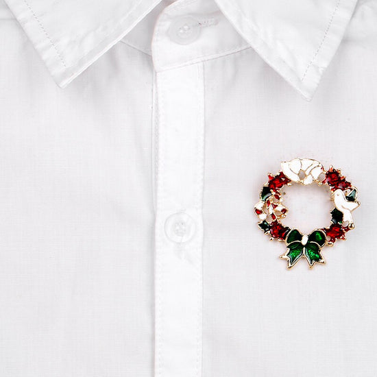 Santa claus bell snowman christmas tree brooch pin