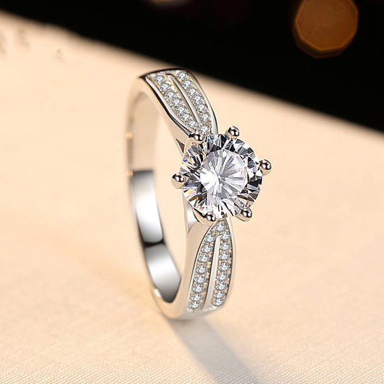 S925 Silver 1-Carat Moissanite Solitaire Ring