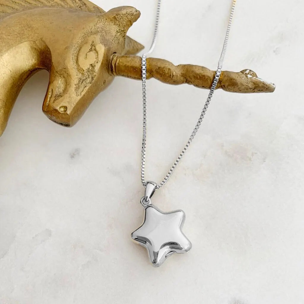 Polly Pocket Inspired Star Locket Charm Necklace in Gold, Rose Gold, or Silver