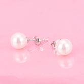 4.00 CTTW 18K Gold Genuine Cultured Pearl Earring in 18K White Gold Plated