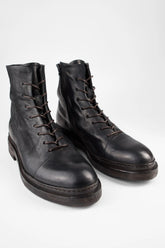 YALE Matte-Black Welted Oxford Lace up Boots.