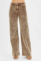 RISEN high rise wide leg corduroy jeans front view — soft brown women’s pants for fall style