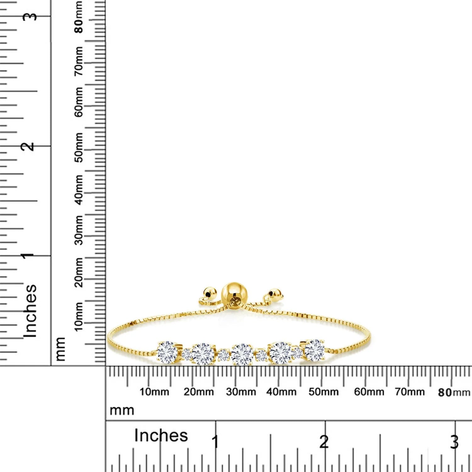 18K Yellow Gold Plated Silver Lab Grown Diamond Bracelet for Women | 2.76 Cttw | Gemstone April Birthstone | round 5MM
