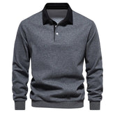 Men’s quarter button collared neck long sleeve polo — stylish casual shirt with soft fabric and classic fit