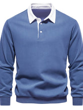 Men’s quarter button collared neck long sleeve polo — stylish casual shirt with soft fabric and classic fit