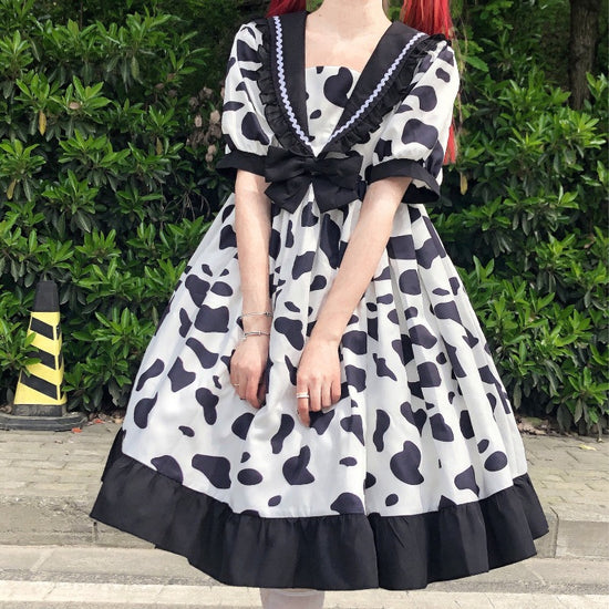 Navy Neck Bowknot Everyday Light Lo Dress