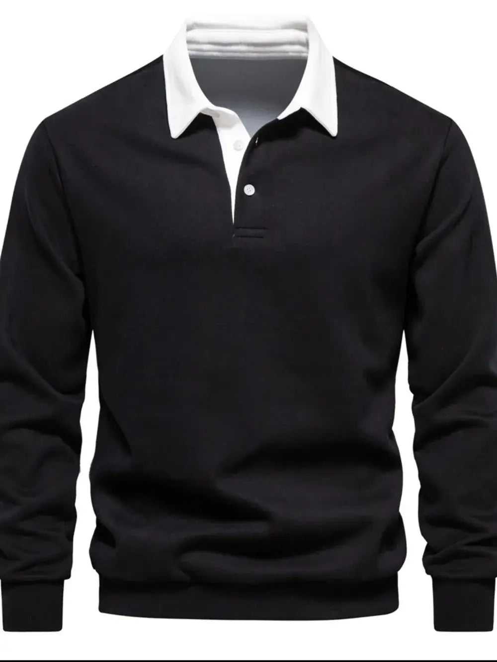 Men’s quarter button collared neck long sleeve polo — stylish casual shirt with soft fabric and classic fit