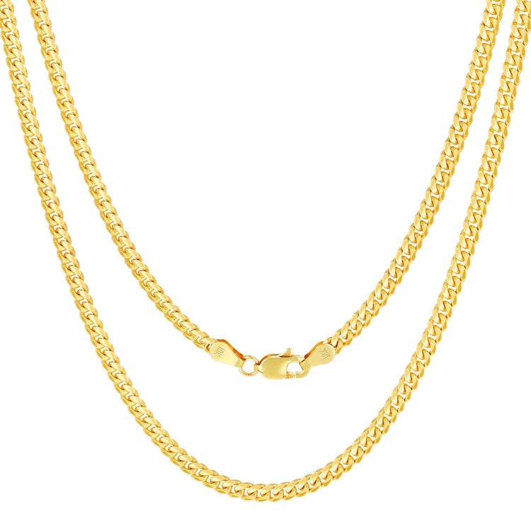 18K Real Yellow Gold Solid Miami Cuban Link 2.7Mm Chain Necklace (16"-30") Italian Jewelry for Men & Women