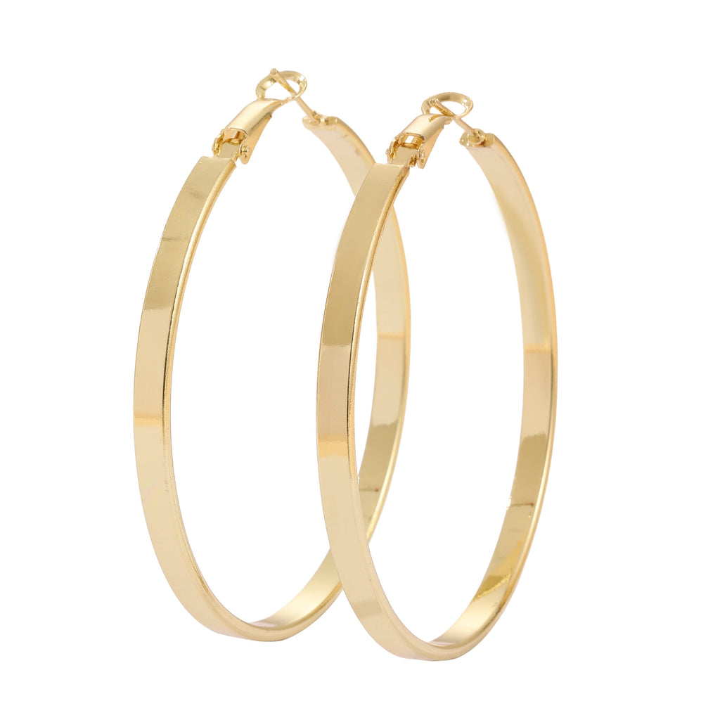 Fashion 18K Gold Plated Large Hoop Earring with Omega Closure