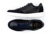 Carson Alligator Grain Sneakers - Midnight