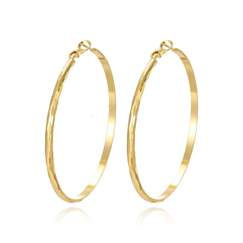 Fashion 18K Gold Plated Large Hoop Earring with Omega Closure