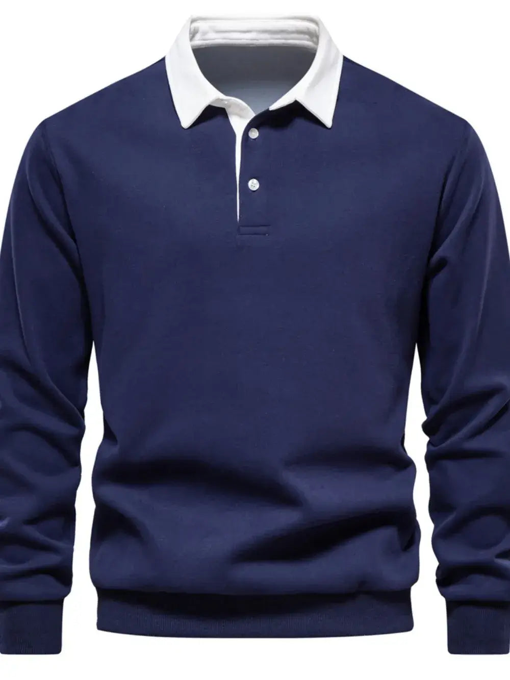 Men’s quarter button collared neck long sleeve polo — stylish casual shirt with soft fabric and classic fit