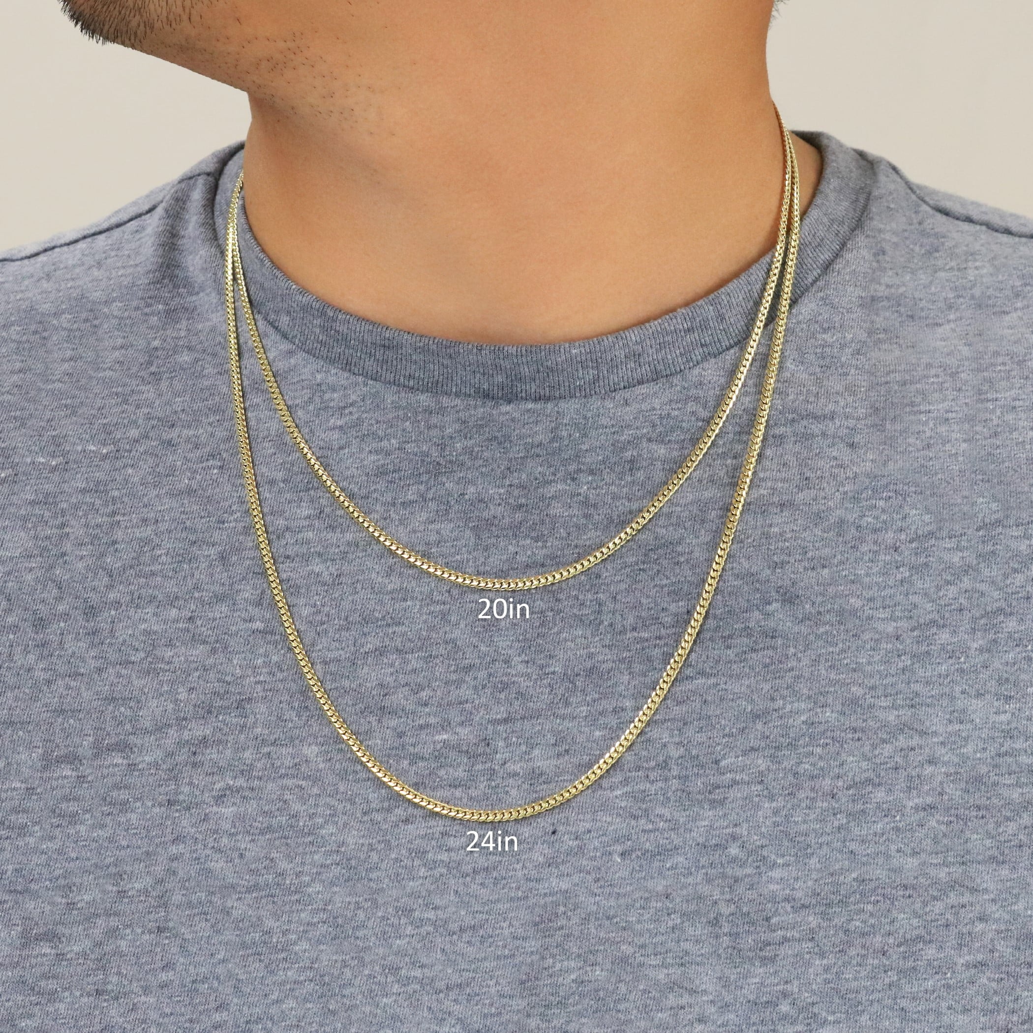 18K Real Yellow Gold Solid Miami Cuban Link 2.7Mm Chain Necklace (16"-30") Italian Jewelry for Men & Women