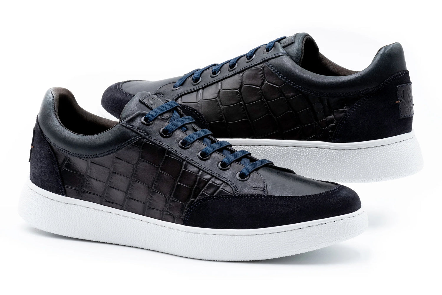 Carson Alligator Grain Sneakers - Midnight