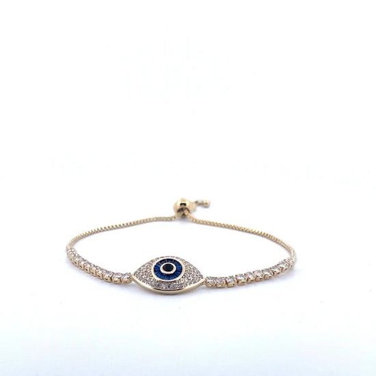 18K Gold Filled Evil Eye Tennis Bracelet with Blue