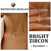 925 Sterling Silver Birthstone Necklace Rose Flower Heart Pendant Jewelry Christmas Valentines Mother&