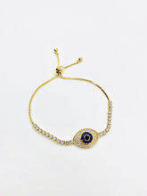 18K Gold Filled Evil Eye Tennis Bracelet with Blue