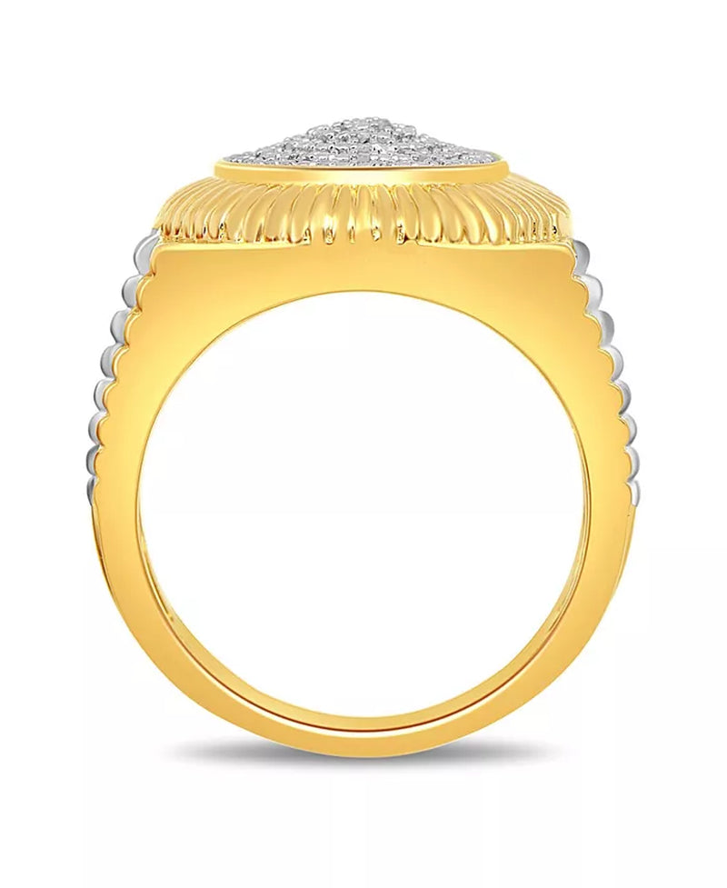 Men'S Diamond Two-Tone Circle Cluster Style Ring (1/10 Ct. T.W.) in 18K Gold-Plate Sterling Silver (Also in Sterling Silver)