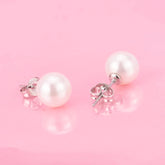 4.00 CTTW 18K Gold Genuine Cultured Pearl Earring in 18K White Gold Plated