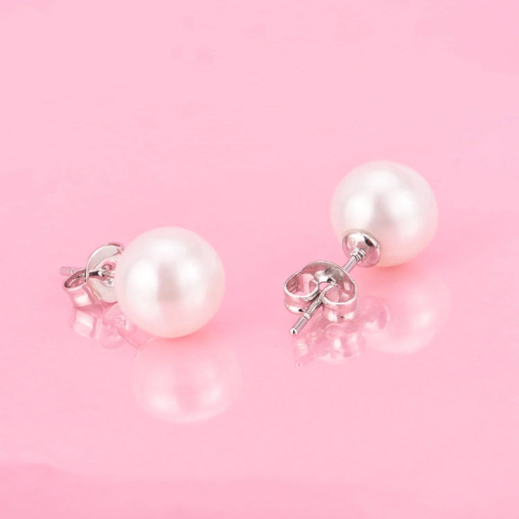 4.00 CTTW 18K Gold Genuine Cultured Pearl Earring in 18K White Gold Plated
