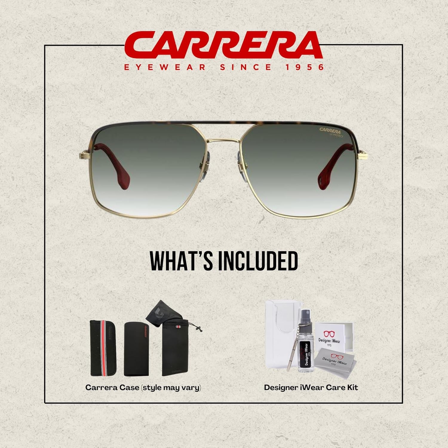 CA152/S 0RHL/9K 60MM Gold Black/Grey Green Square Sunglasses for Men for Women + BUNDLE with Designer Iwear Eyewear Kit