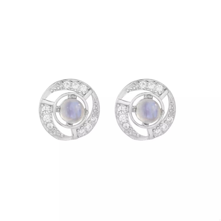 925 Sterling Silver Moonstone Stud Earrings for Adult women - FasionByMatteo