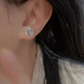 925 Sterling Silver Moonstone Stud Earrings for Adult women - FasionByMatteo