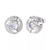 925 Sterling Silver Moonstone Stud Earrings for Adult women - FasionByMatteo