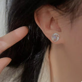 925 Sterling Silver Moonstone Stud Earrings for Adult women - FasionByMatteo