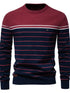 Men’s striped round neck long sleeve sweater — cozy knit pullover with classic casual design