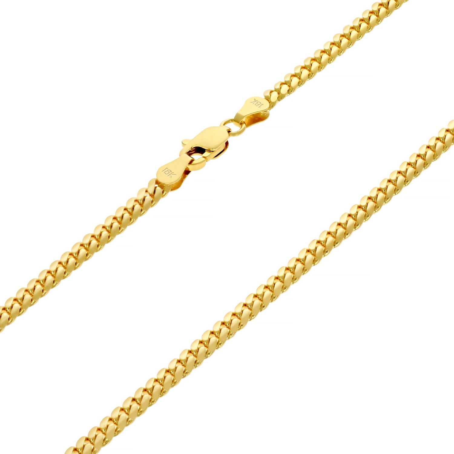 18K Real Yellow Gold Solid Miami Cuban Link 2.7Mm Chain Necklace (16"-30") Italian Jewelry for Men & Women