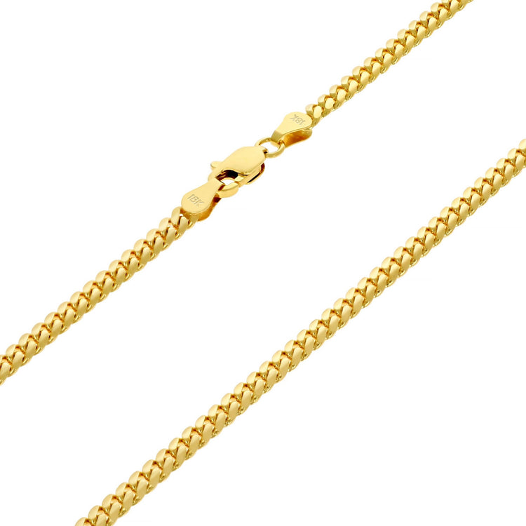 18K Real Yellow Gold Solid Miami Cuban Link 2.7Mm Chain Necklace (16"-30") Italian Jewelry for Men & Women