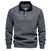 Men’s quarter button collared neck long sleeve polo — stylish casual shirt with soft fabric and classic fit