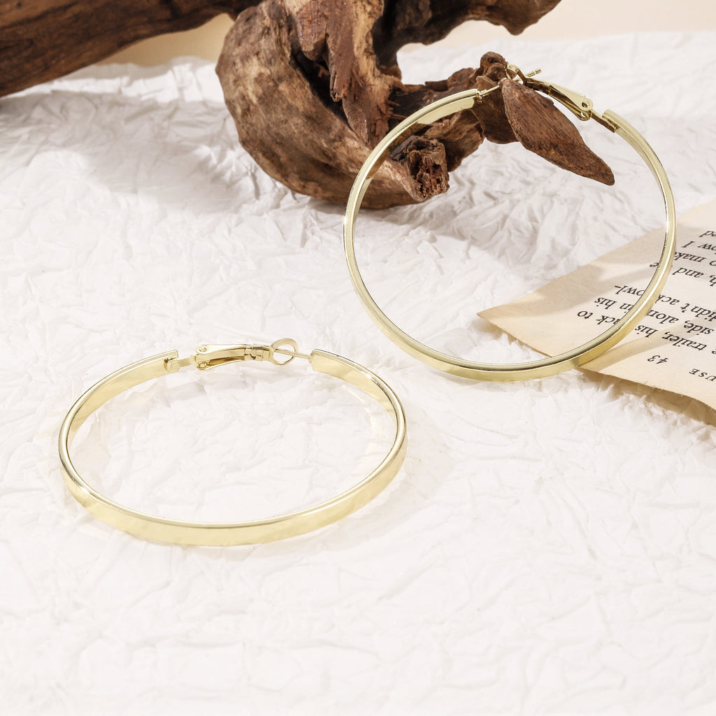 Fashion 18K Gold Plated Large Hoop Earring with Omega Closure