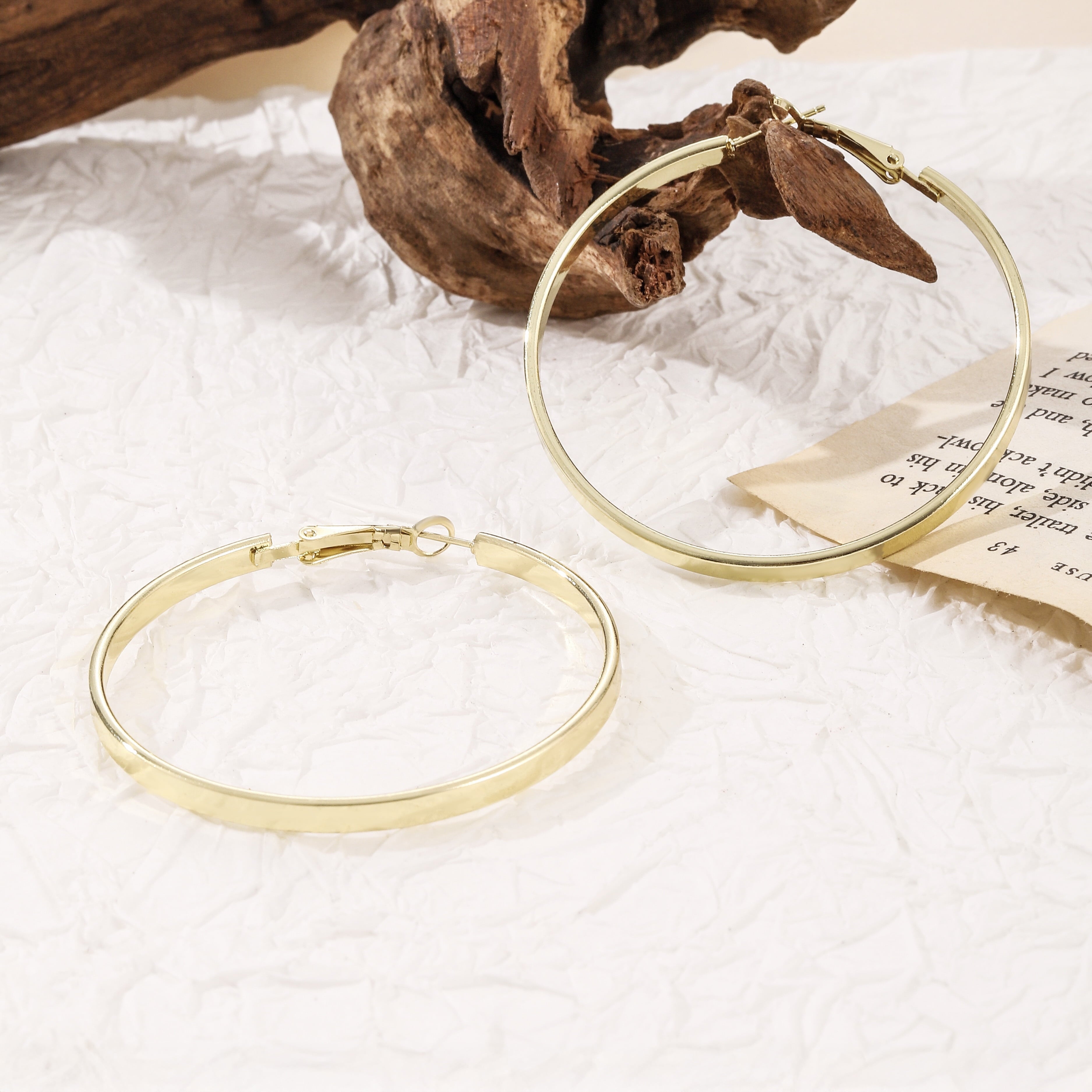 Fashion 18K Gold Plated Large Hoop Earring with Omega Closure