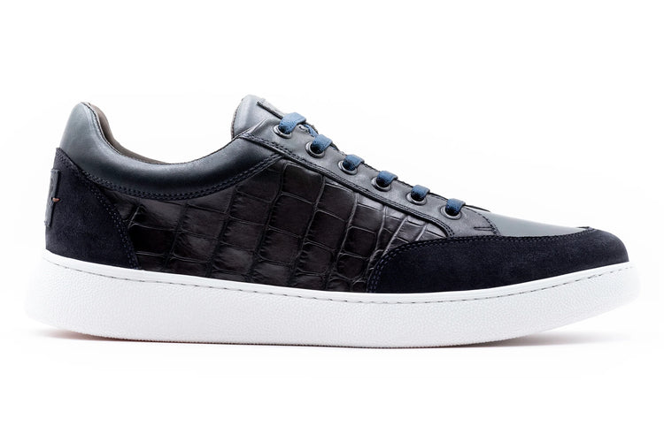 Carson Alligator Grain Sneakers - Midnight