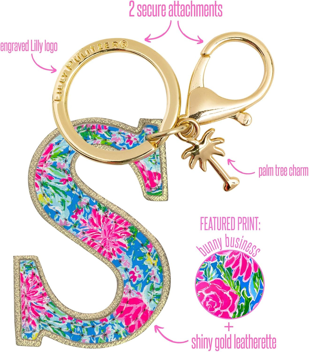 Leatherette Initial Keychain, Letter Bag Charm for Women
