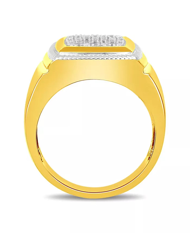 Men'S Diamond Cluster Style Ring (1/10 Ct. T.W.) in 18K Gold-Plated Sterling Silver