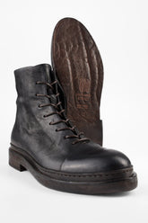 YALE Matte-Black Welted Oxford Lace up Boots.