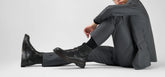 YALE Matte-Black Welted Oxford Lace up Boots.