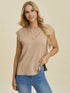 Double Take Full Size Notched Cap Sleeve Knit Top for Adult women - FasionByMatteo