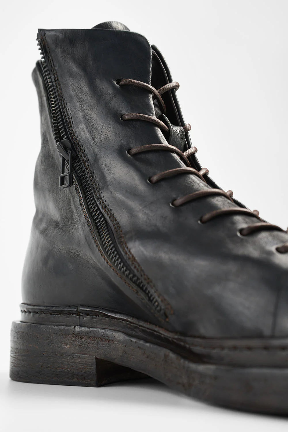 YALE Matte-Black Welted Oxford Lace up Boots.