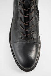 YALE Matte-Black Welted Oxford Lace up Boots.