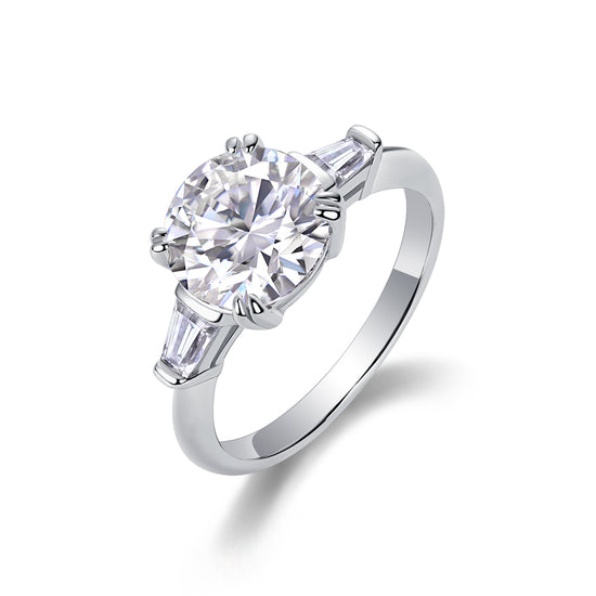 3-Carat Moissanite S925 Silver Platinum-Plated Diamond Ring