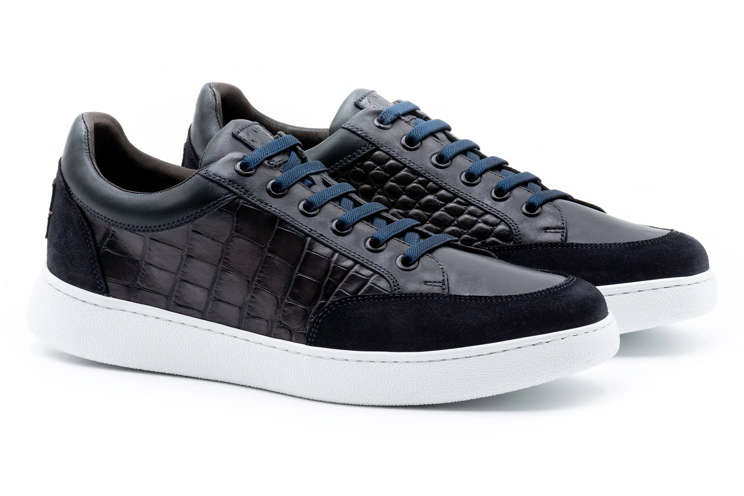Carson Alligator Grain Sneakers - Midnight