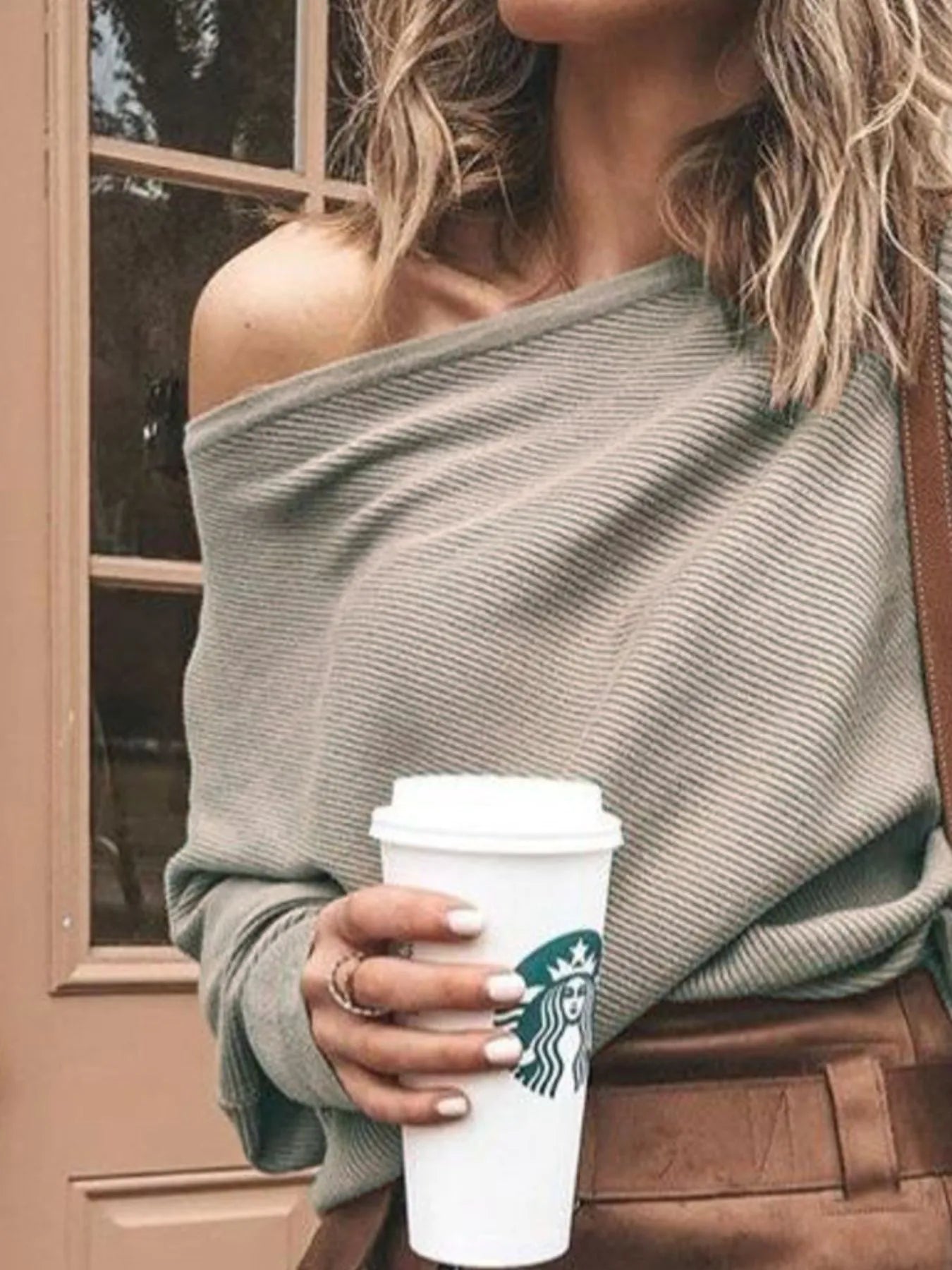 Full Size One - Shoulder Ribbed Sweater Plus Size for Adult women - FasionByMatteo