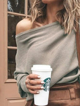 Full Size One - Shoulder Ribbed Sweater Plus Size for Adult women - FasionByMatteo