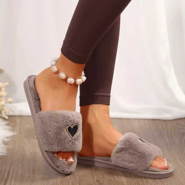 Heart Open Toe Flats Slippers for Adult women - FasionByMatteo